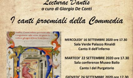 16.09.20 | Lecturae Dantis”I Canti proemiali della Commedia.”-Canto II Inferno a cura di G.De Conti