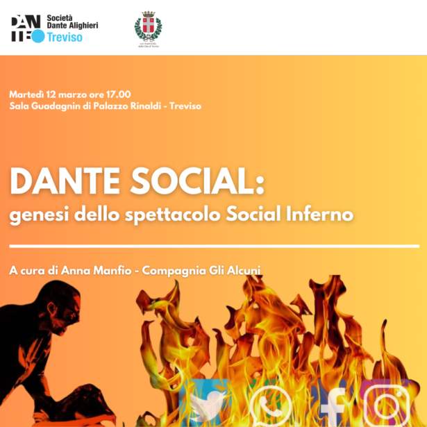 12-03-2024 Conversazione ” Dante social:genesi dello spettacolo Social Inferno”a cura di Anna Manfio-Compagnia Gli Alcuni